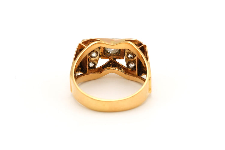 Bague 52 Bague Art Déco en or jaune, blanc et rose sertie de diamants 58 Facettes 18749