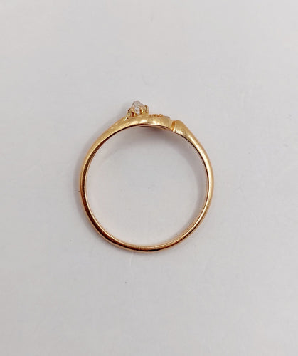 Bague 45 Petite bague antique or rose croissant de lune et diamants taille rose 58 Facettes A06297