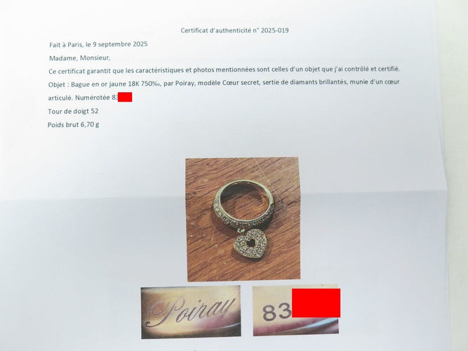 Bague 52 bague POIRAY coeur secret t52 69 diamants 1ct en or jaune 18k 6.7gr 58 Facettes 267698