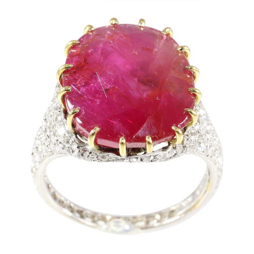 Bague 52 Délice de rubis vintage : bague Art déco avec rubis non traité de 13,5 ct 58 Facettes 17059-0258