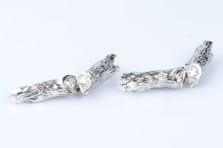 Boutons de manchette Boutons de manchette diamant en or blanc 18 carats 58 Facettes BM-77-90