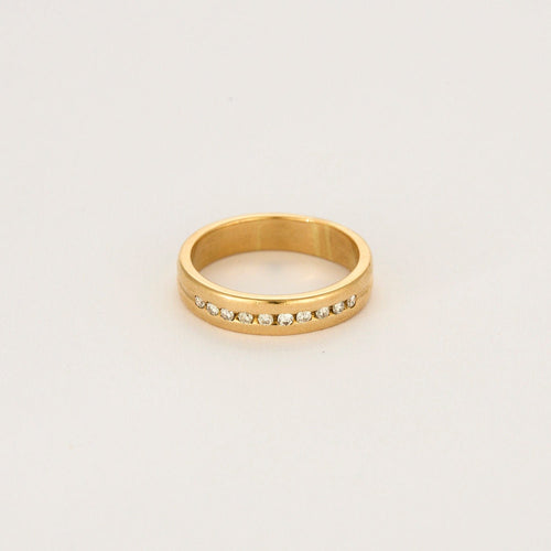 Bague 59 Alliance or jaune et diamants 58 Facettes LP1150