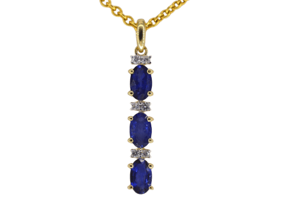 Pendentif Gold pendant with diamonds and sapphire 58 Facettes 2137