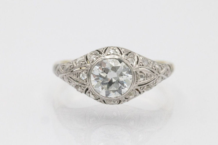 Bague 52 Bague Art Déco unique avec un diamant taille ancienne, environ 1,00 ct, Europe de l'Ouest, 1920/30. 58 Facettes 10968