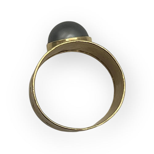 Bague 55 Bague martelée or jaune, perle de Tahiti 58 Facettes 149058232