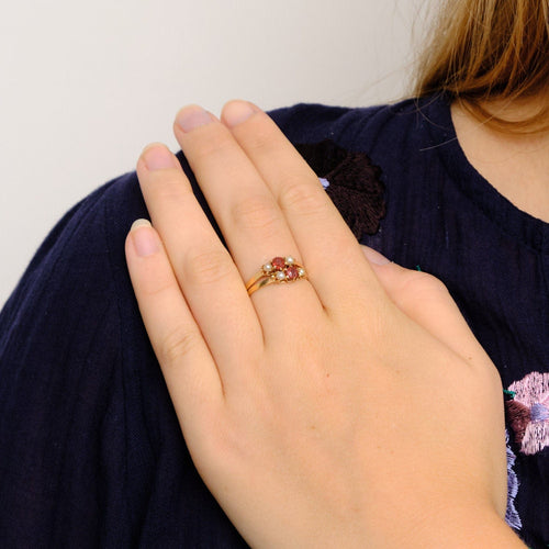 Bague 55.5 Bague Ancienne Perles Or Rose 58 Facettes