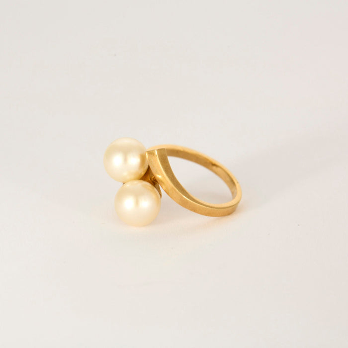 Ring Toi & Moi yellow gold pearl