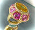 Bague 50.5 Bague or jaune sertie de saphirs jaunes et roses 58 Facettes