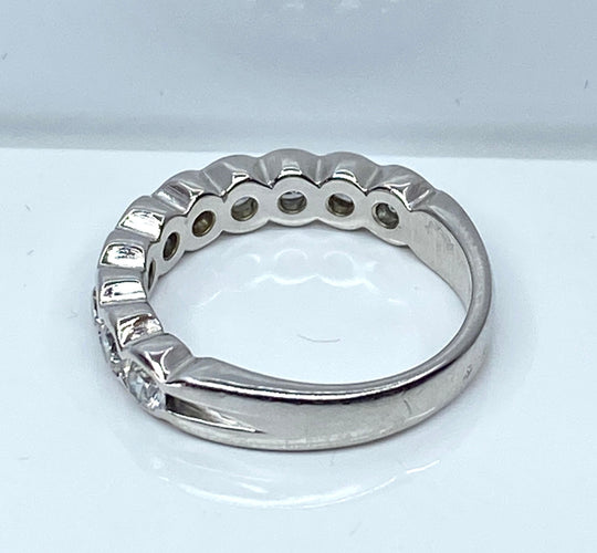 Bague 49 Demie alliance or blanc et diamants 58 Facettes AB635