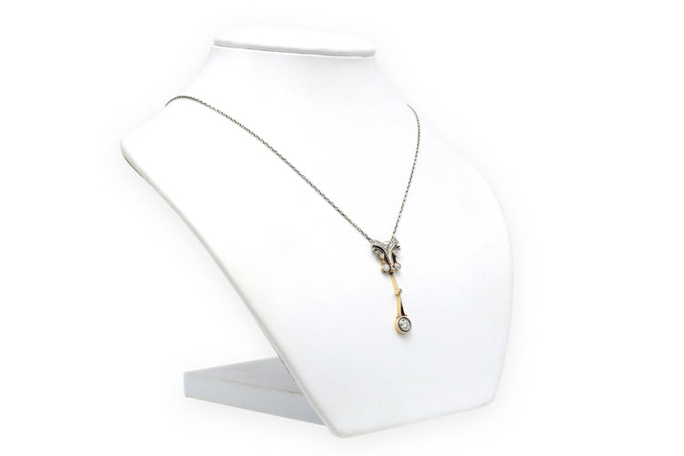 Collier Collier Art Déco or jaune et argent diamants 58 Facettes 22729