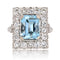 Bague 52 Bague aigue-marine rectangulaire et diamants 58 Facettes 22-223