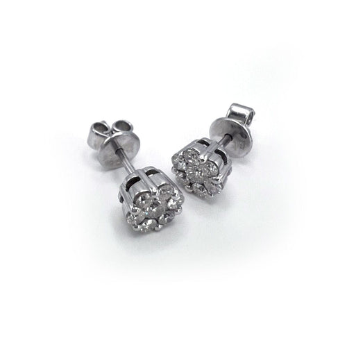 Anillo Pendientes de oro blanco, diamante solitario en diamante 58 Facettes UKA000084GM