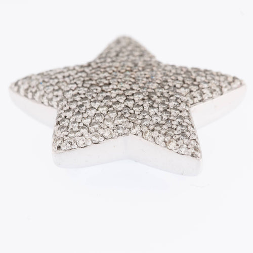 Pendentif Pendentif en forme d'étoile « Christ » en or blanc 18 carats, diamants et topaze bleue 58 Facettes