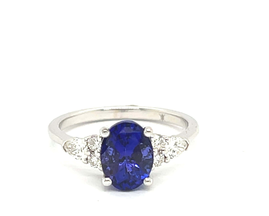 Bague 53 Bague or blanc, Tanzanite 2, 23 Carats, Diamants 0, 14 Carat 58 Facettes