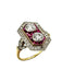 Bague 52 Bague Belle-Epoque en or, platine, diamants et rubis calibrés 58 Facettes