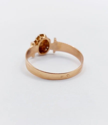 Bague 56.5 Bague antique or rose perles sertis étoilés 58 Facettes A05703