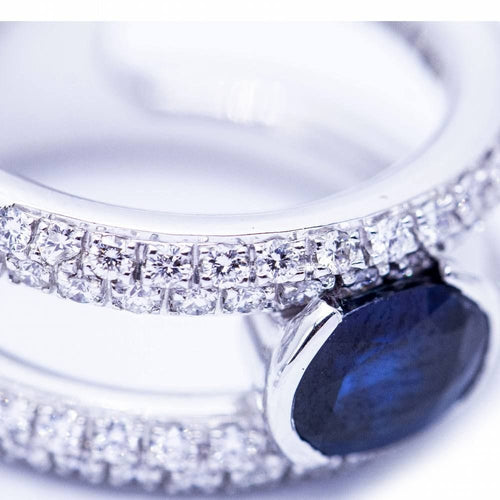 Bague 52 diamonds and sapphire ring 58 Facettes N102924EJ