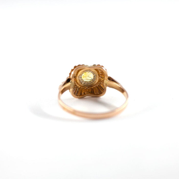 Bague 56 BAGUE OR ROSE SAPHIR JAUNE 58 Facettes