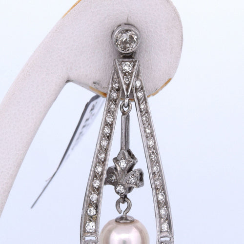 Boucles d'oreilles Orecchini Decò - Boucles d’oreilles perles akoya et diamants en or blanc 18 kt 58 Facettes OR106