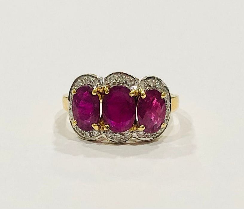 Ruby and diamond trilogy ring