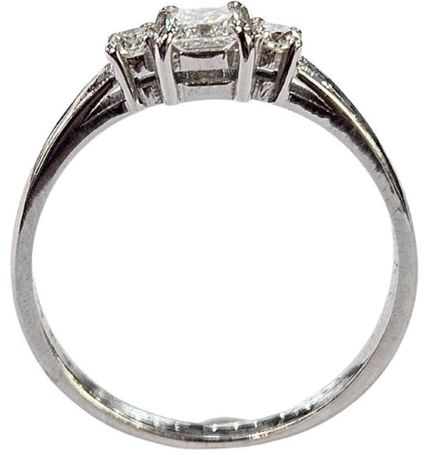 Bague Bague en or blanc faite main, diamant naturel taille princesse 58 Facettes E01