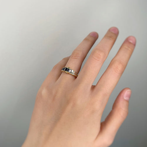 Bague 51 Bague or jaune, saphirs diamants 58 Facettes 220435R