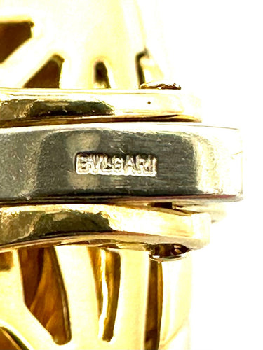 Boucles d'oreilles BVLGARI. Collection "Pyramide", boucles d'oreilles 2 ors 18K 58 Facettes