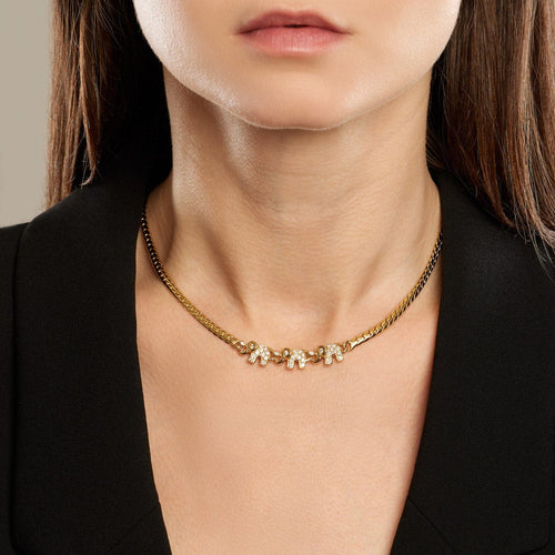 Collier FRED Eléphants vintage en or jaune et diamants 58 Facettes