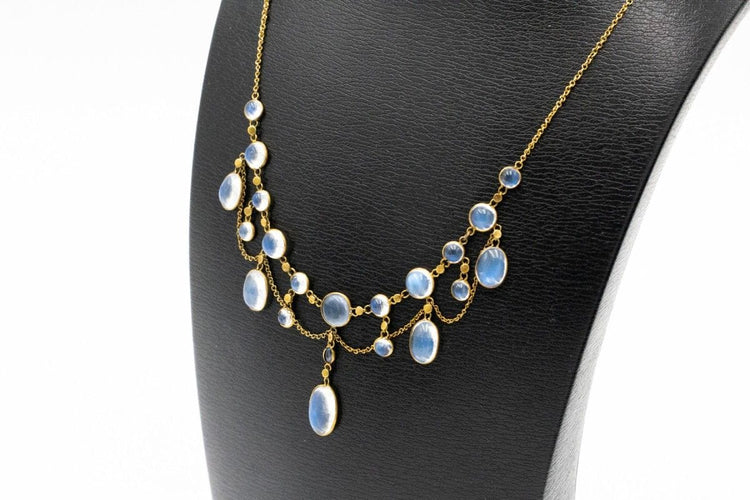 Collier Collier ancien Art Nouveau en or avec pierres de lune, première moitié du XXe siècle 58 Facettes 11483