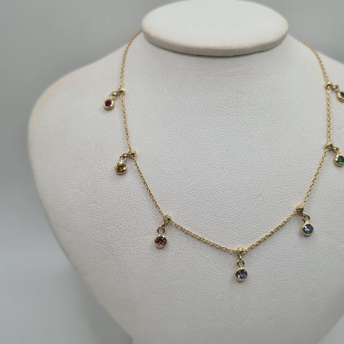 Halsband Halsband i 18 karat gult guld infattat med flerfärgade safirer 58 Facettes
