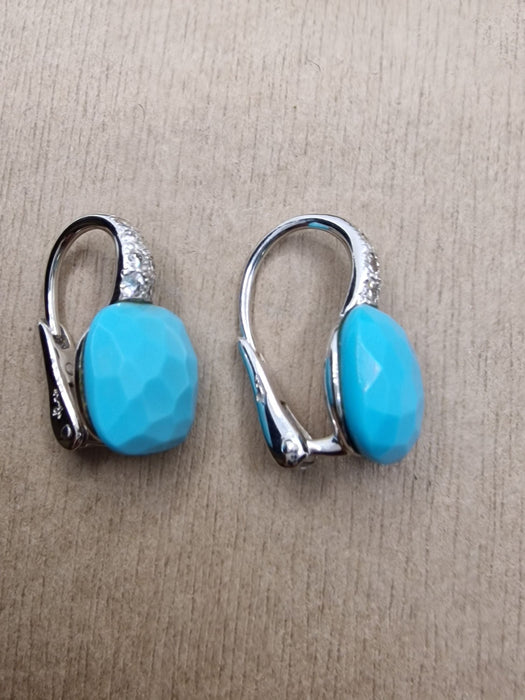 Boucles d'oreilles POMELLATO - Boucles d'oreilles Capri Turquoise Or Blanc Diamants 58 Facettes