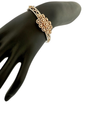 Bracelet Bracelet français or blanc et or rose, diamants naturels 58 Facettes