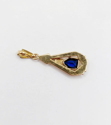 Pendentif Pendentif Art Déco or jaune et verre bleu (circa 1930) 58 Facettes A05640