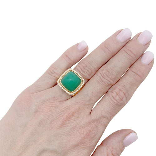 Bague 53 Bague FRED, "PAIN DE SUCRE", or rose 750/000, chrysoprase, diamants. 58 Facettes 35047