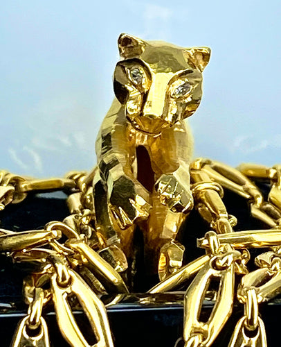 Collier Cartier - Collier « C de Cartier » et pendentif panthère de Cartier, or jaune et diamants 58 Facettes AB435