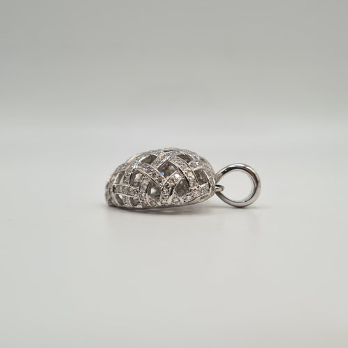 Pendentif Pendentif cœur or blanc 18 carats serti de diamants naturels 58 Facettes