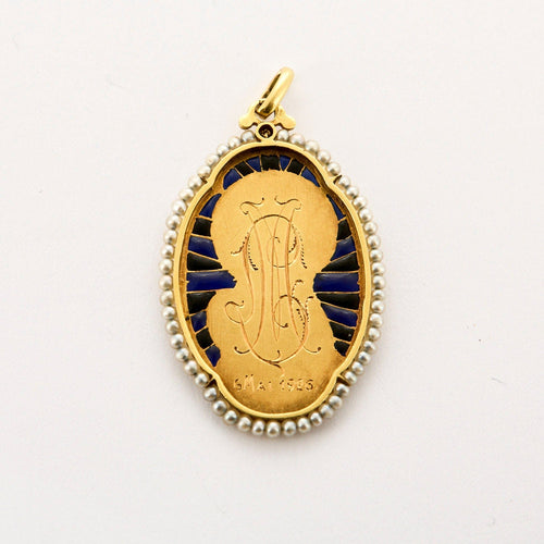 Pendentif SELLIER - Médaille ajourée émaillée représentant la Vierge 58 Facettes DIE0811