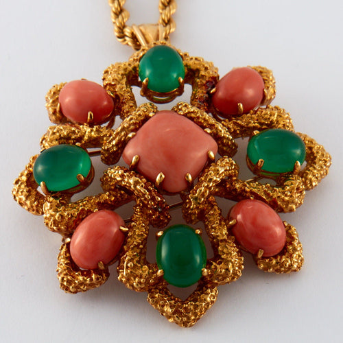 Collier VAN CLEEF & ARPELS - Parure "Delphe Collection" Corail et chrysoprase 58 Facettes