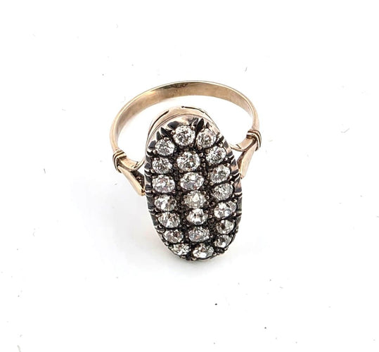 Bague 57 Bague victorienne antique en argent et or 12 carats avec diamants taille ancienne 58 Facettes
