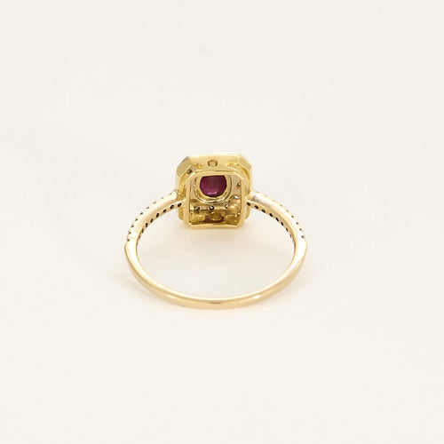 Bague 55.5 Bague or jaune et gris, rubis et diamants 58 Facettes PL08