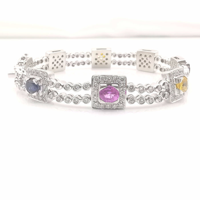 Bracelet Bracelet or diamants et saphirs 58 Facettes