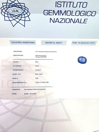 Splendido anello in oro bianco massiccio con zaffiro e diamanti 58 Facettes