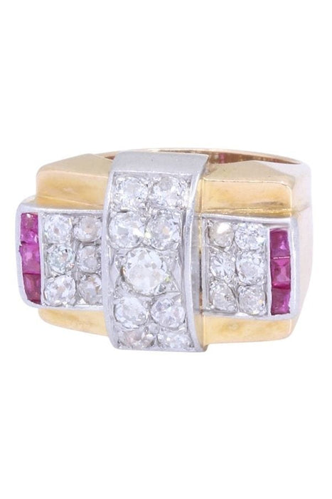 Bague 57 Bague tank rubis et diamants 58 Facettes 092681