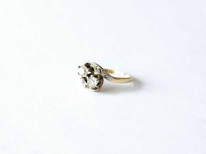 Bague 51 Bague Toi et Moi or jaune Diamants 58 Facettes