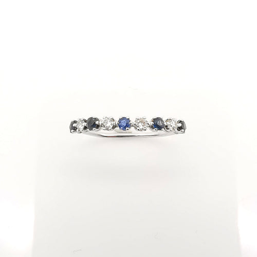 Bague 50 Alliance or blanc diamants et saphirs 58 Facettes