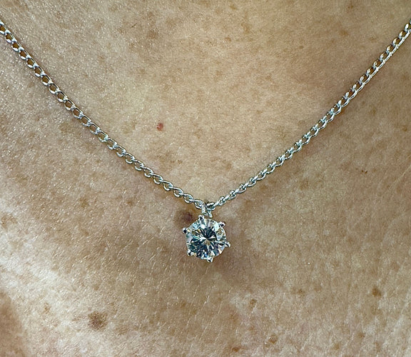 Bague Collier vintage solitaire en diamant serti 6 griffes 58 Facettes