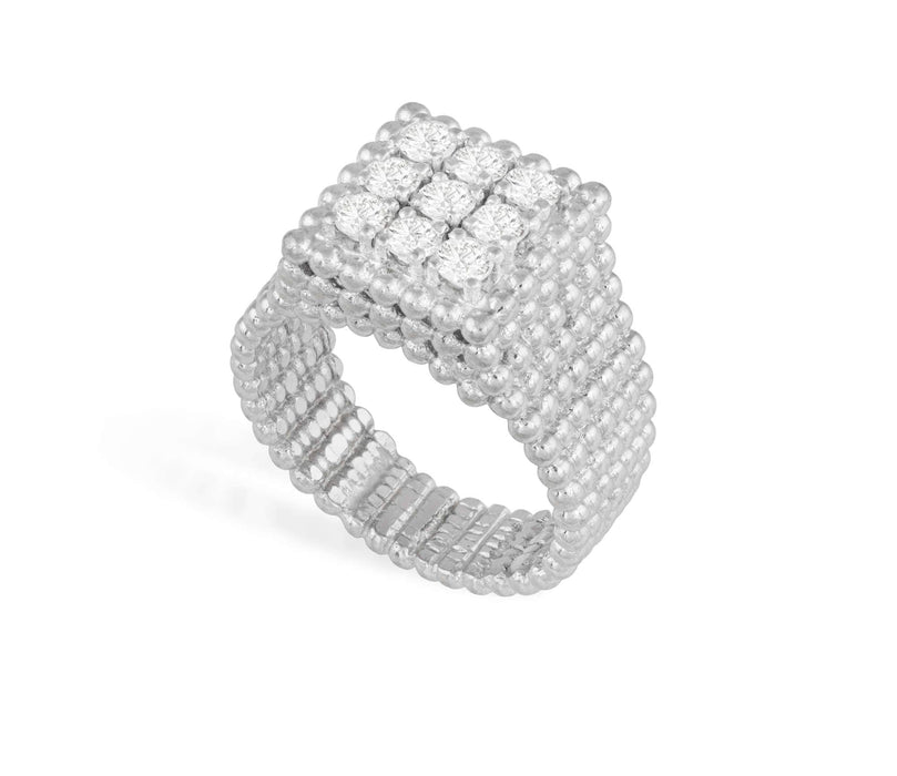 Bague 54 FRED - bague or blanc en diamants carrée 58 Facettes 237703