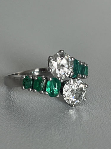 戒指 Toi & Moi 白金 绿宝石 钻石