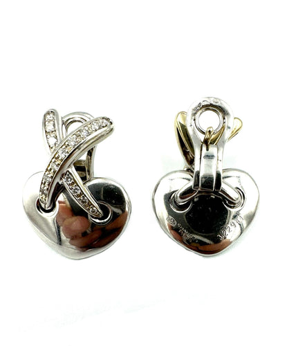 Boucles d'oreilles CHAUMET. Collection "Liens", boucles d'oreilles or blanc 18K et diamants 58 Facettes