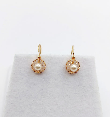 Boucles d'oreilles Boucles d’oreilles dormeuse en or rose 18k et perle (circa 1900) 58 Facettes A02617